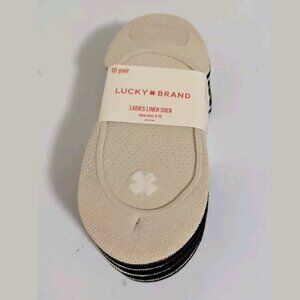NWT - Lucky Brand Ladies' Black and Nude Liner Sock, 10-pair - shoe size…